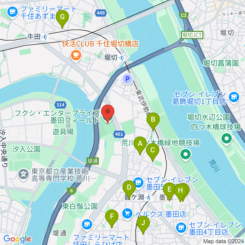 フクシ・エンタープライズ墨田フィールド周辺のホテル一覧地図