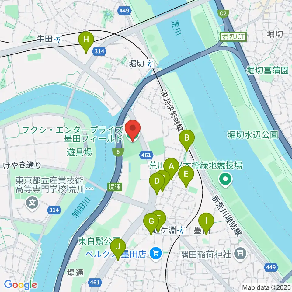 フクシ・エンタープライズ墨田フィールド周辺のホテル一覧地図