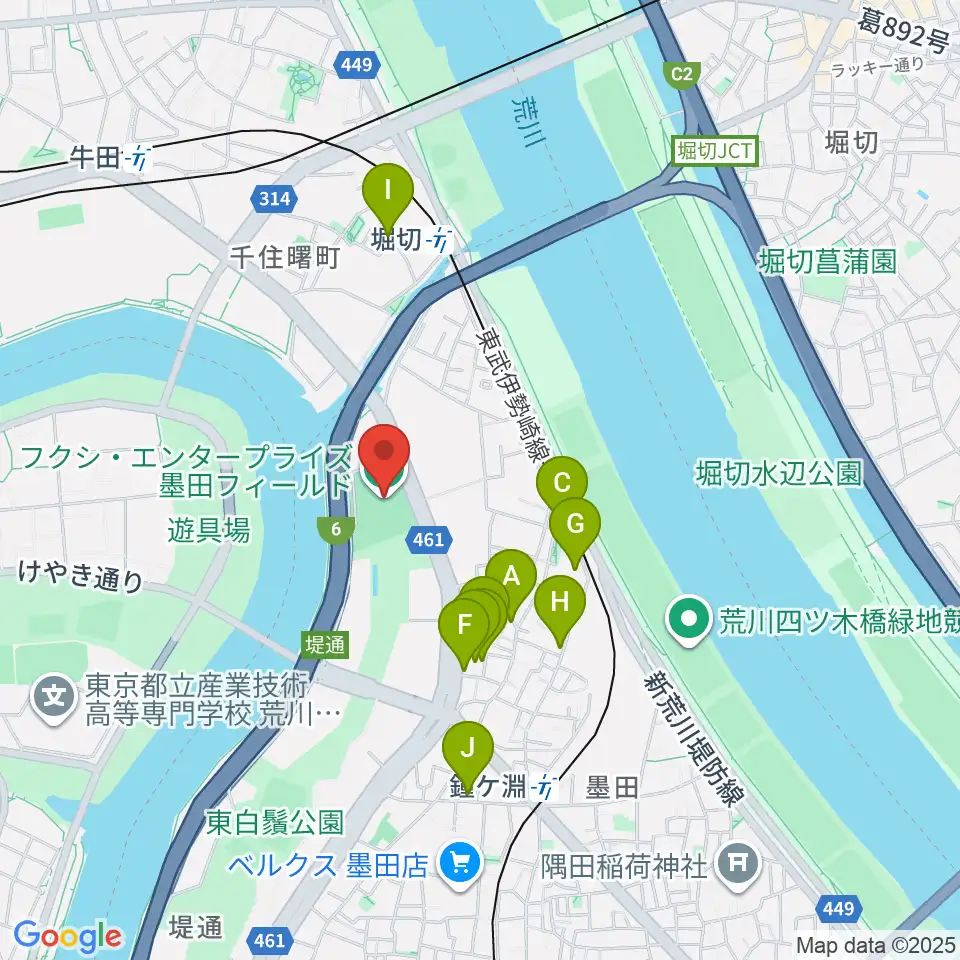 フクシ・エンタープライズ墨田フィールド周辺のホテル一覧地図