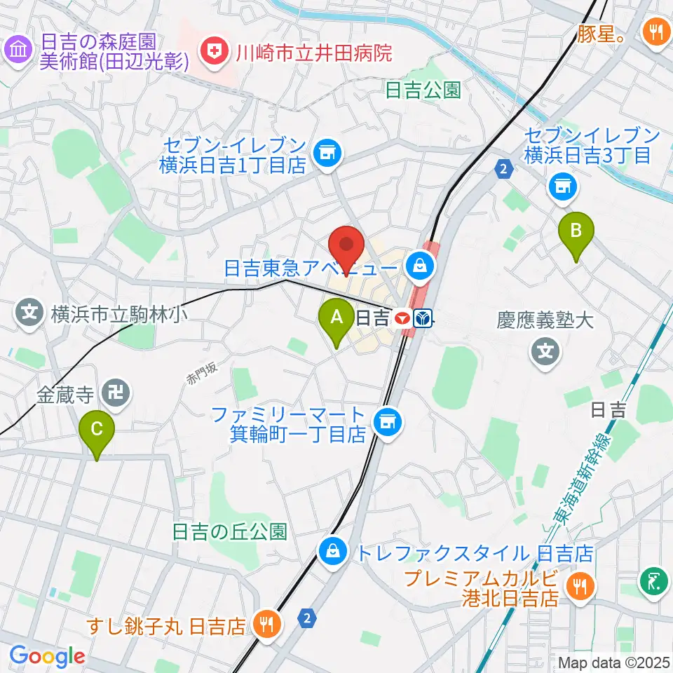 グリーンヒル音楽スタジオ周辺のホテル一覧地図