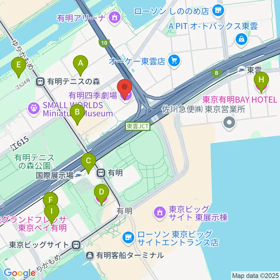 有明四季劇場周辺のホテル一覧地図