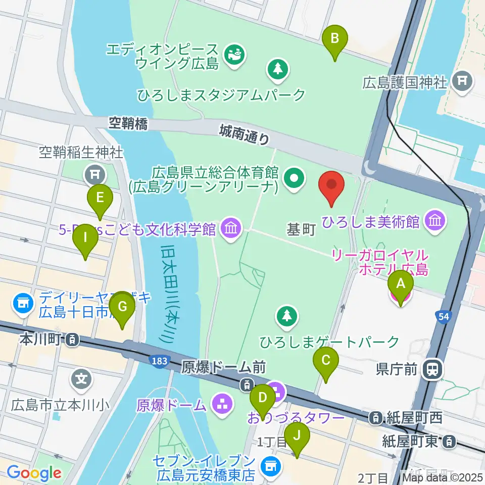 広島県立総合体育館周辺のホテル一覧地図
