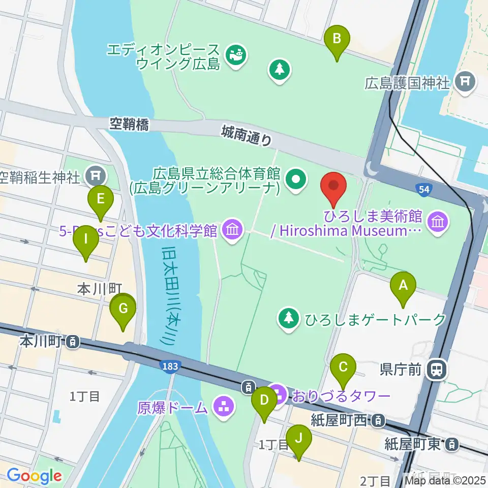 広島県立総合体育館周辺のホテル一覧地図