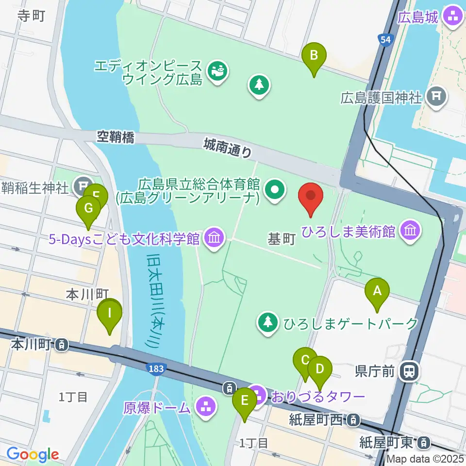 広島県立総合体育館周辺のホテル一覧地図
