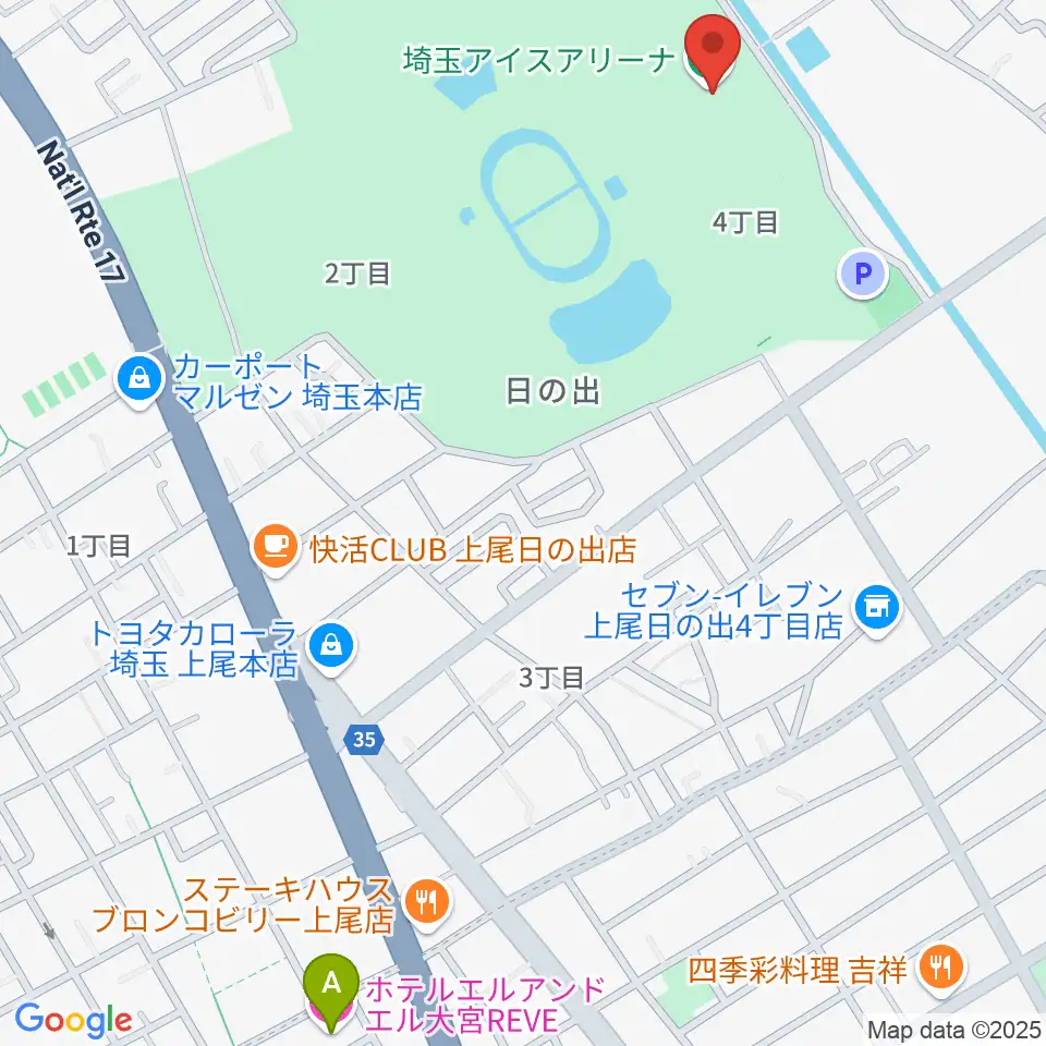 埼玉アイスアリーナ周辺のホテル一覧地図