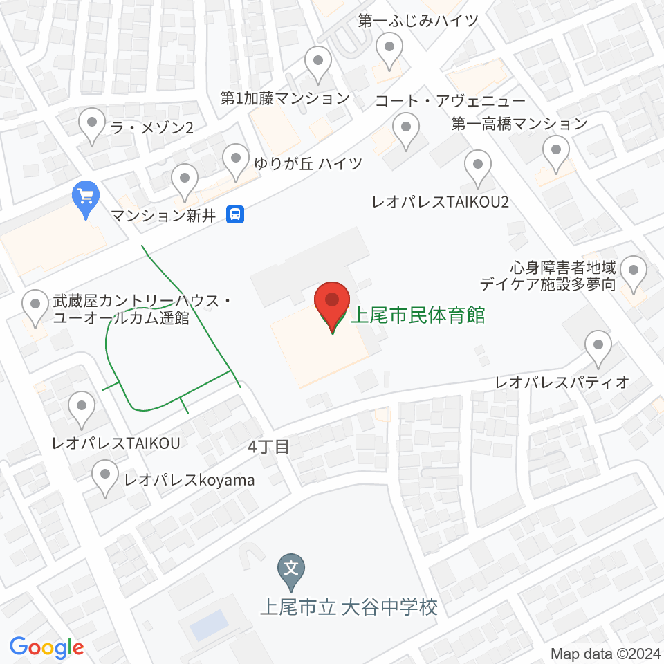 上尾市民体育館周辺のホテル一覧地図