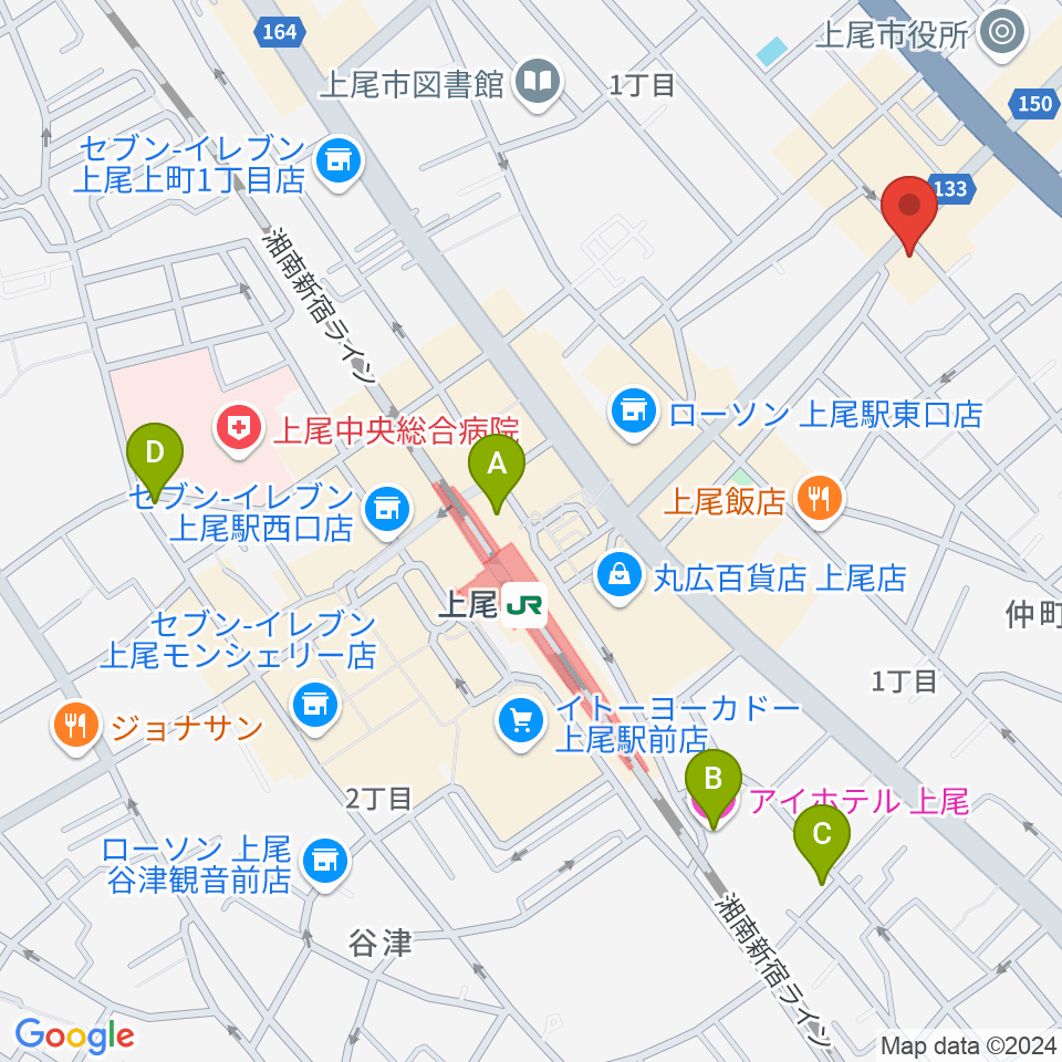 ニコニコ堂上尾センター周辺のホテル一覧地図