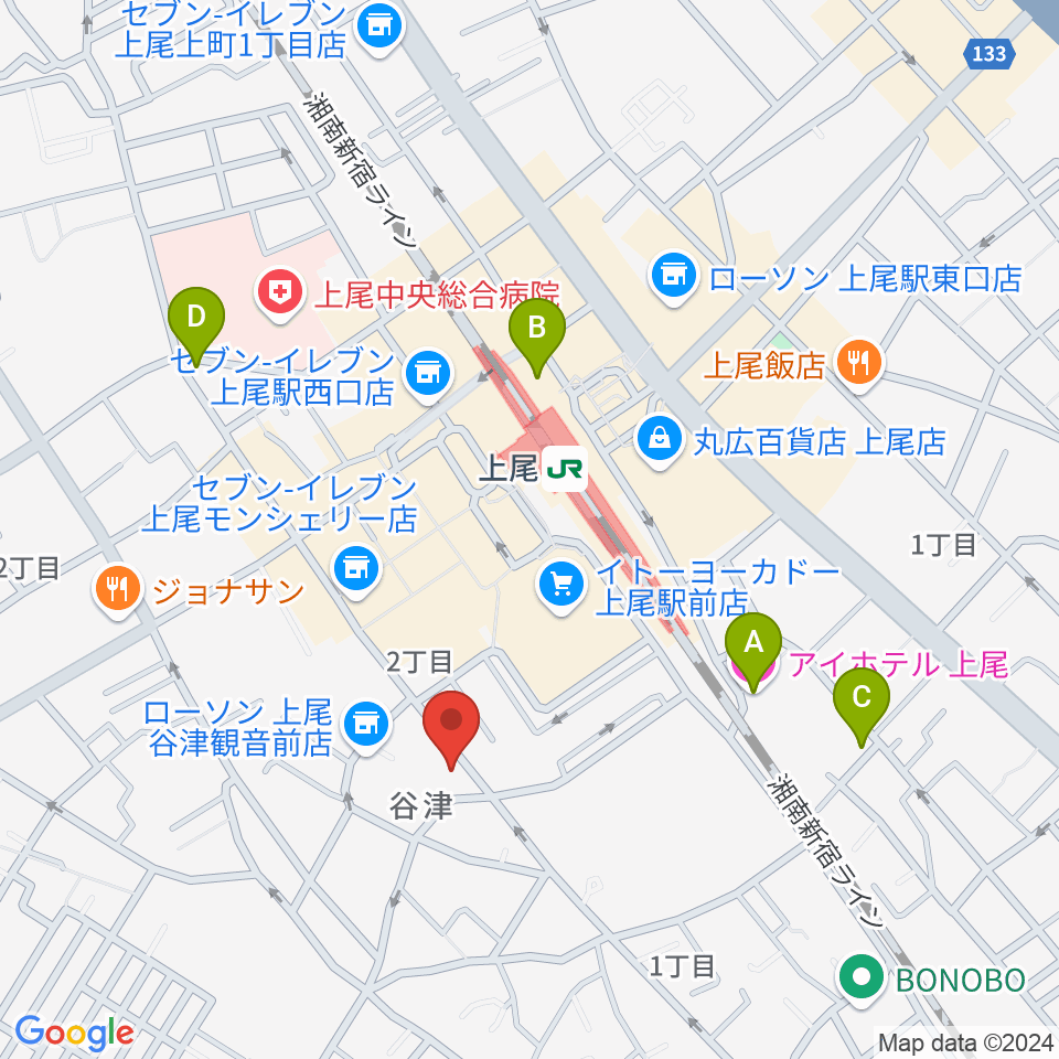 上尾Janny周辺のホテル一覧地図