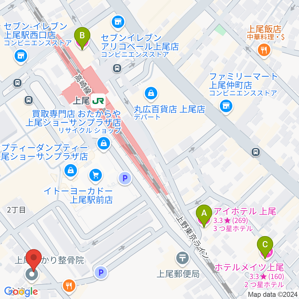 上尾Janny周辺のホテル一覧地図