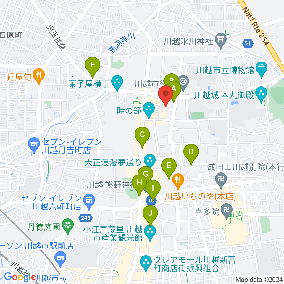 川越スカラ座周辺のホテル一覧地図