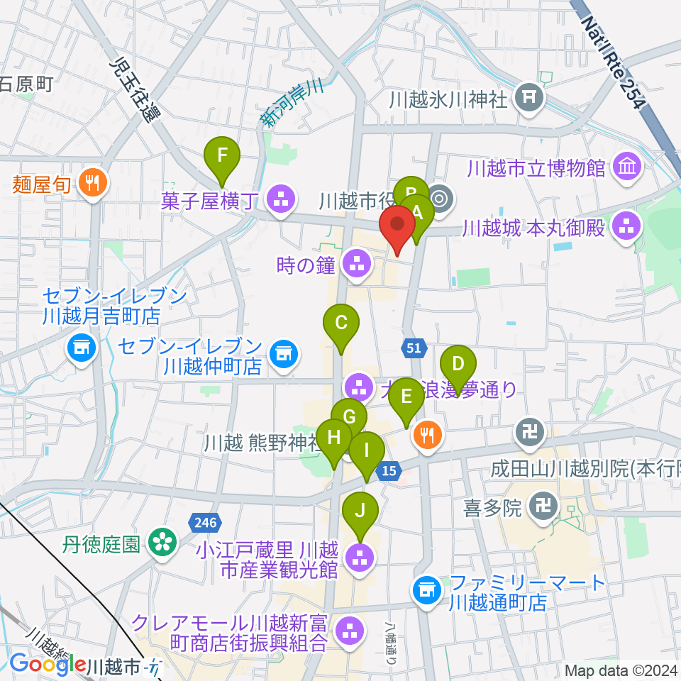 川越スカラ座周辺のホテル一覧地図