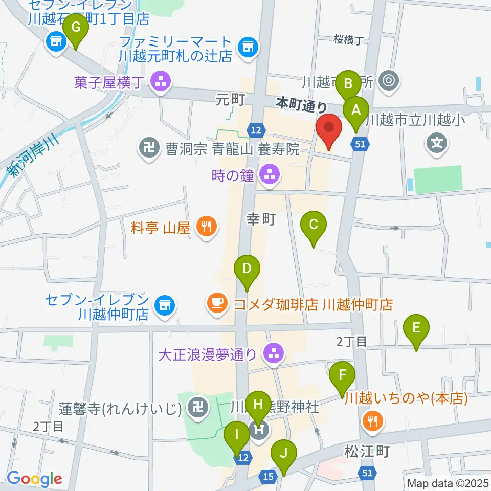 川越スカラ座周辺のホテル一覧地図