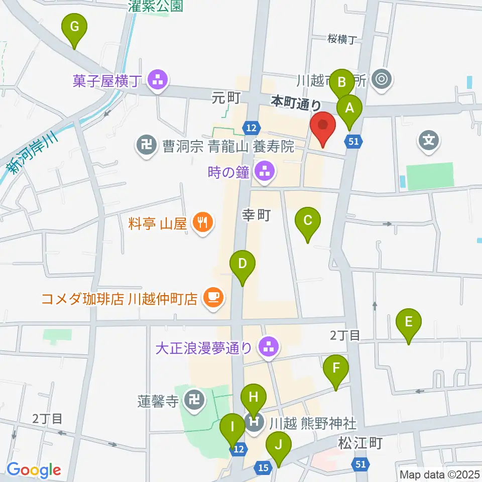 川越スカラ座周辺のホテル一覧地図