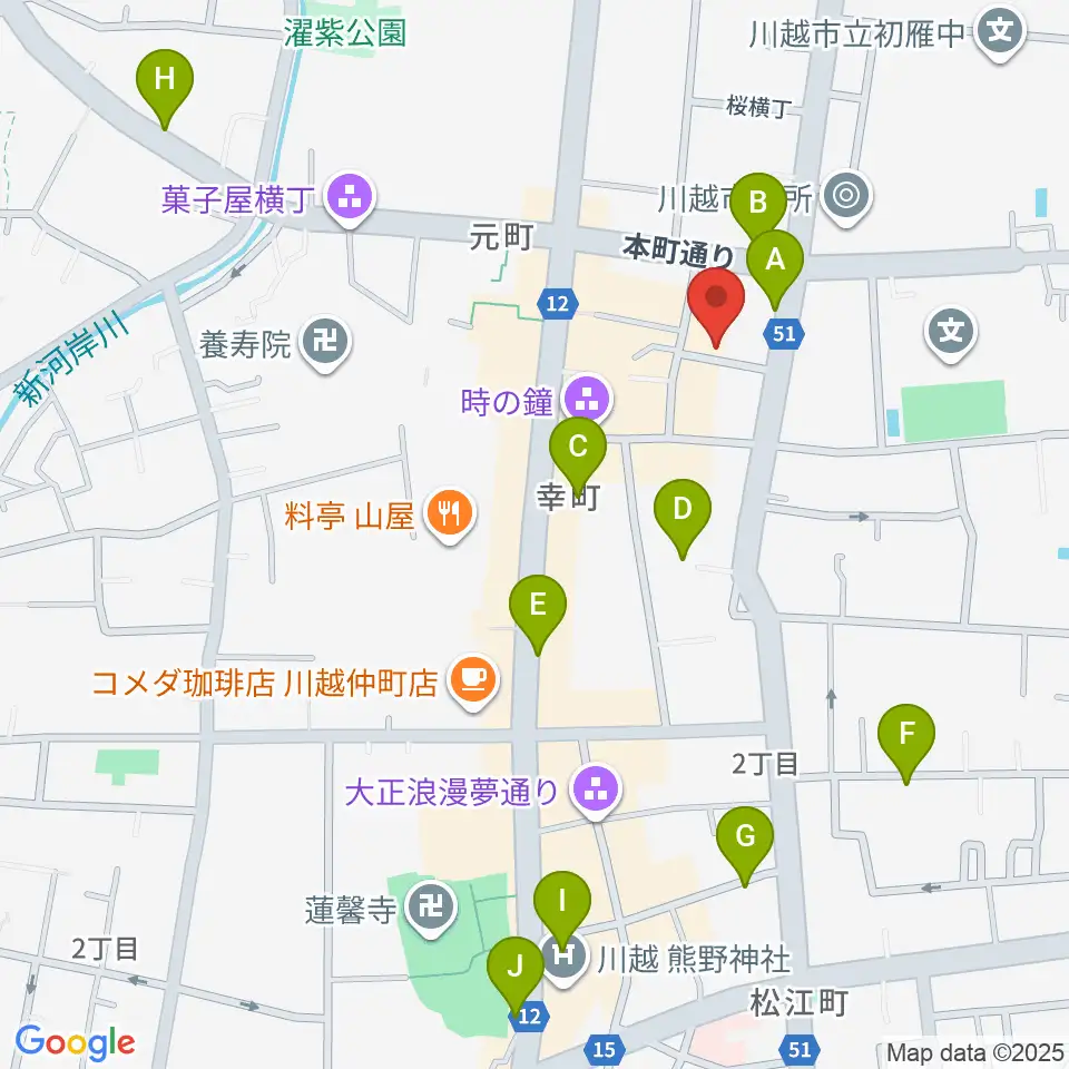 川越スカラ座周辺のホテル一覧地図