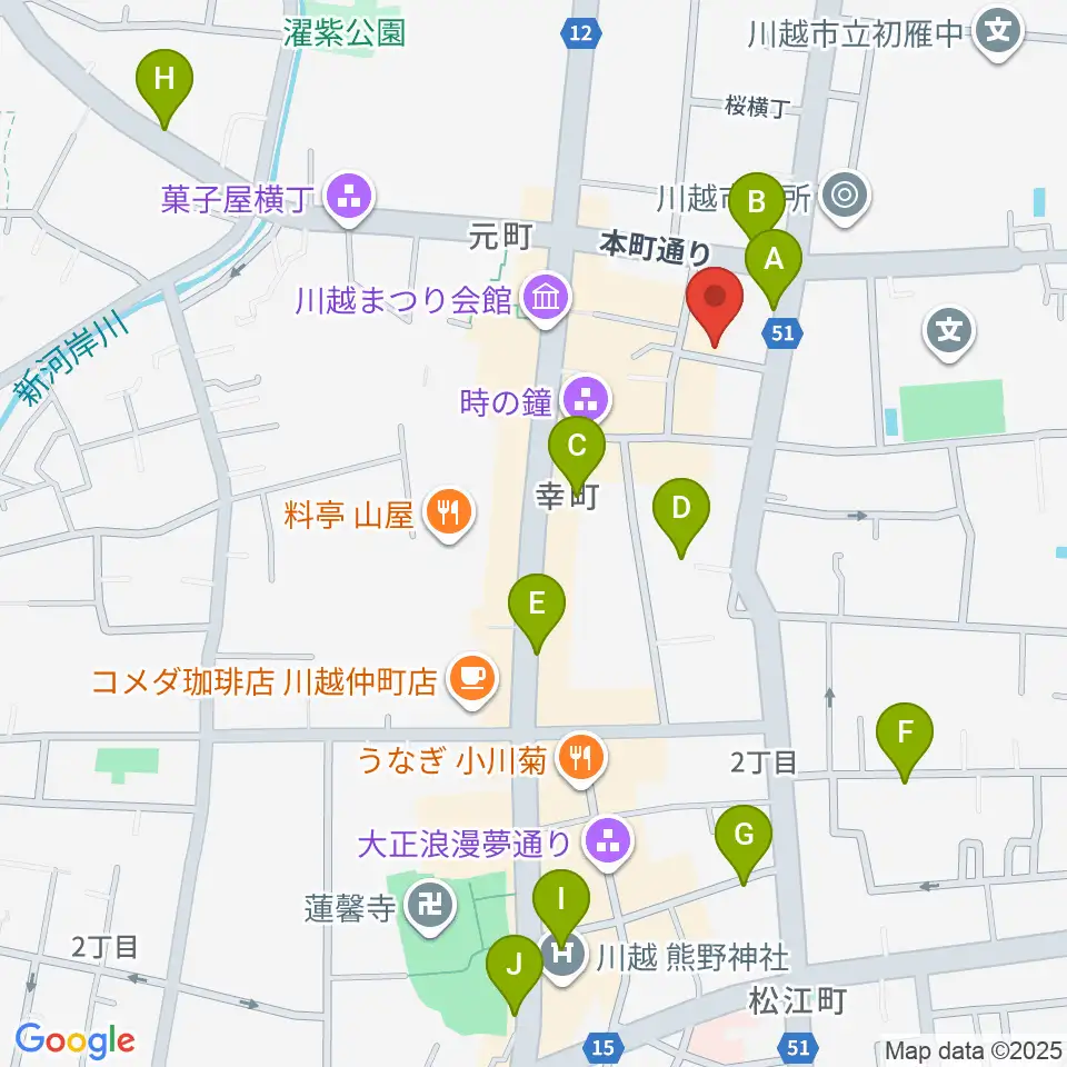 川越スカラ座周辺のホテル一覧地図