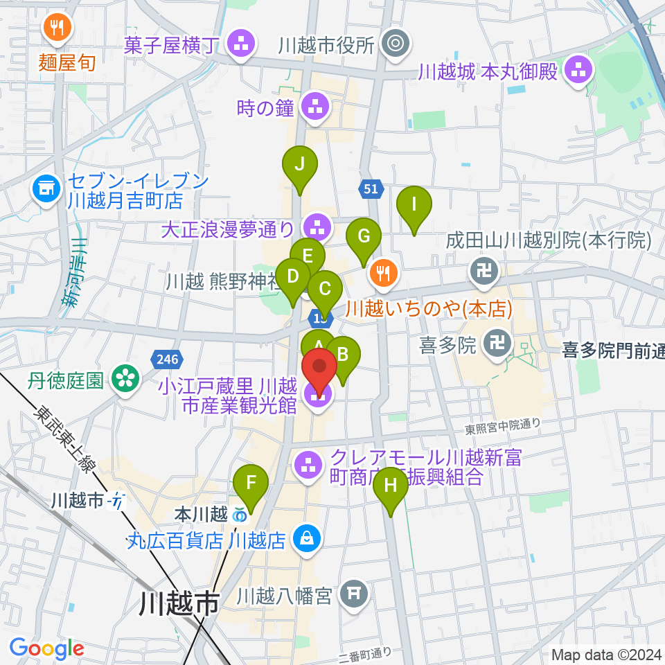 カワイ音楽教室川越センター周辺のホテル一覧地図