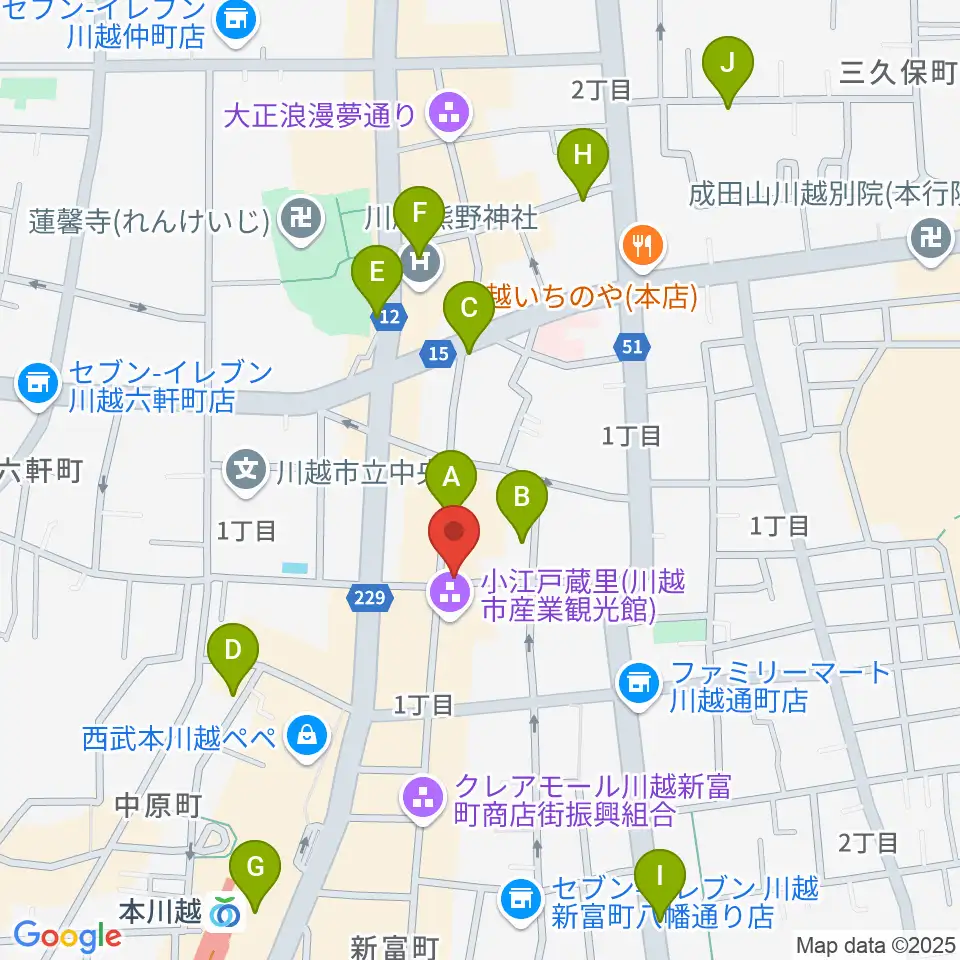 カワイ音楽教室川越センター周辺のホテル一覧地図