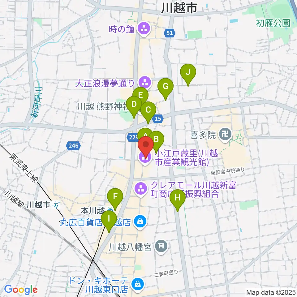 カワイ音楽教室川越センター周辺のホテル一覧地図