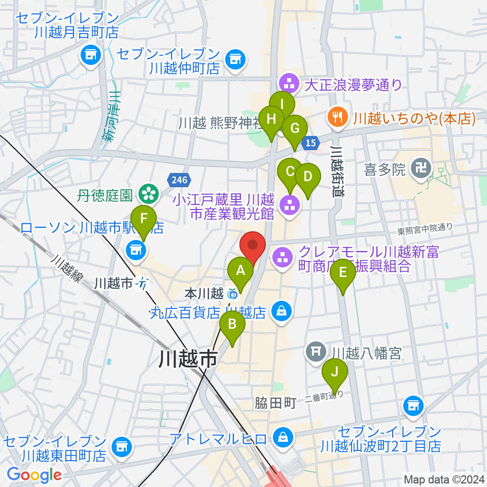 バンダレコード本川越ペペ店周辺のホテル一覧地図