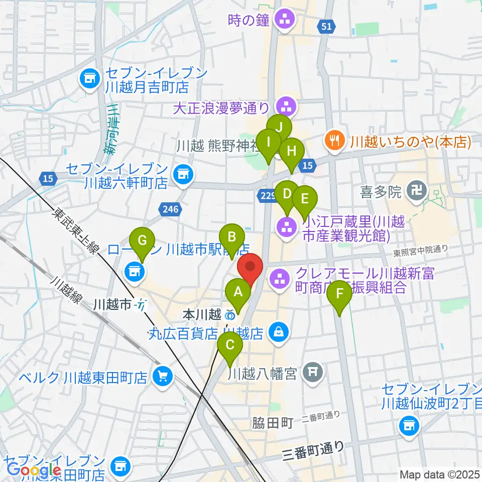バンダレコード本川越ペペ店周辺のホテル一覧地図