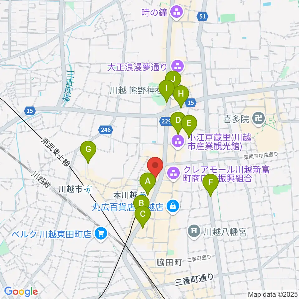 バンダレコード本川越ペペ店周辺のホテル一覧地図