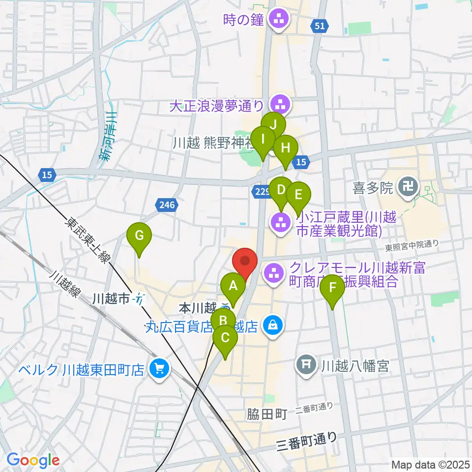 バンダレコード本川越ペペ店周辺のホテル一覧地図