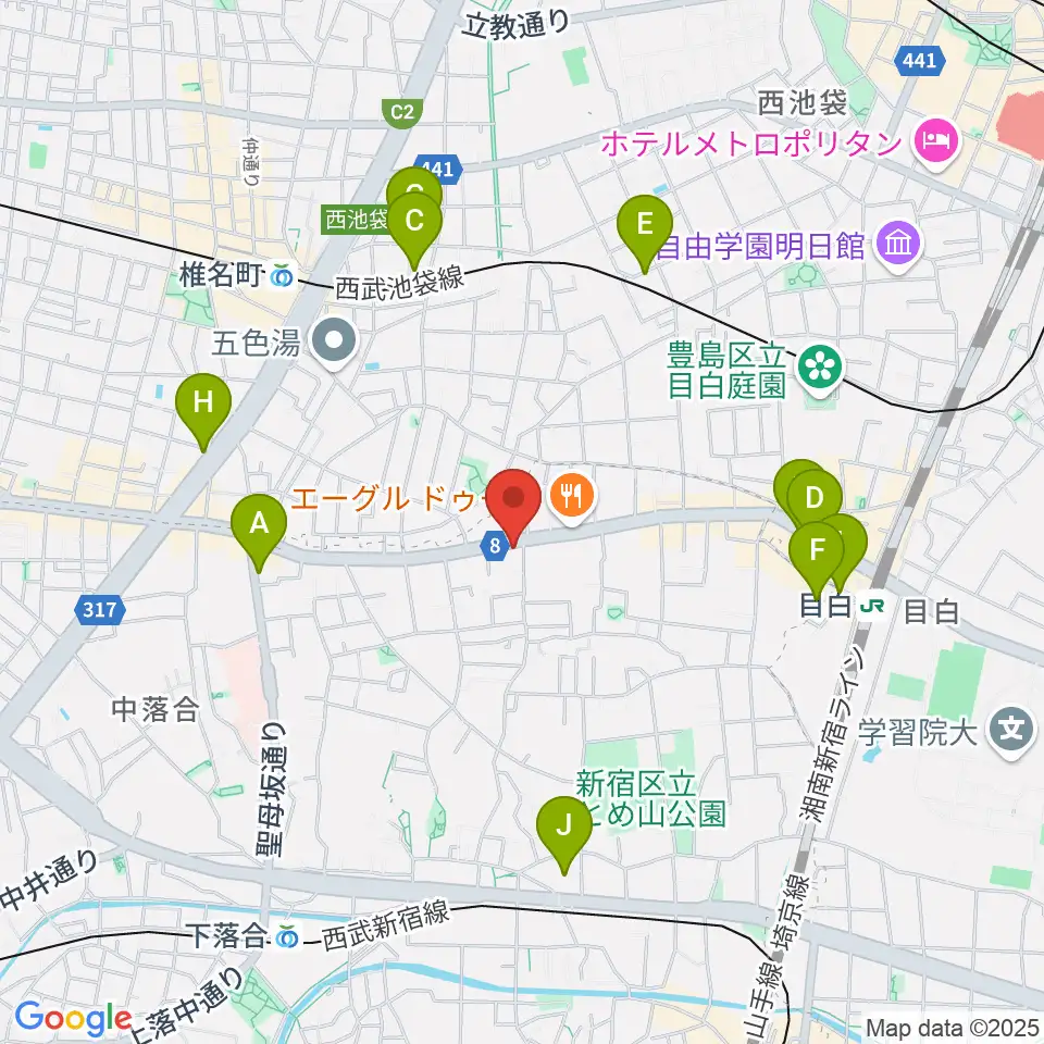 スタジオアルル・スタジオ銀河周辺のホテル一覧地図