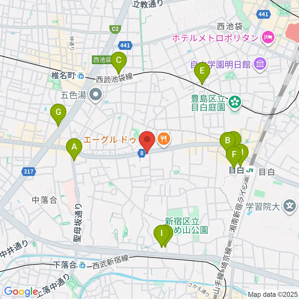 スタジオアルル・スタジオ銀河周辺のホテル一覧地図