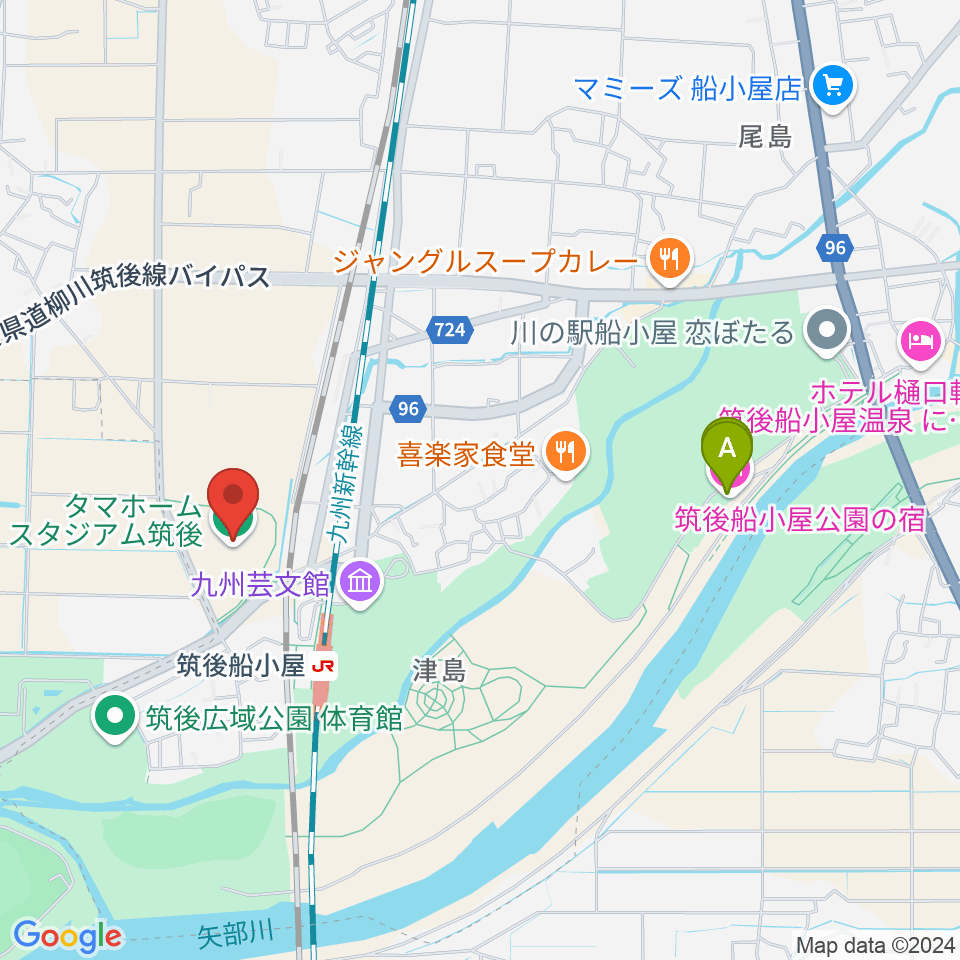 タマホーム スタジアム筑後周辺のホテル一覧地図