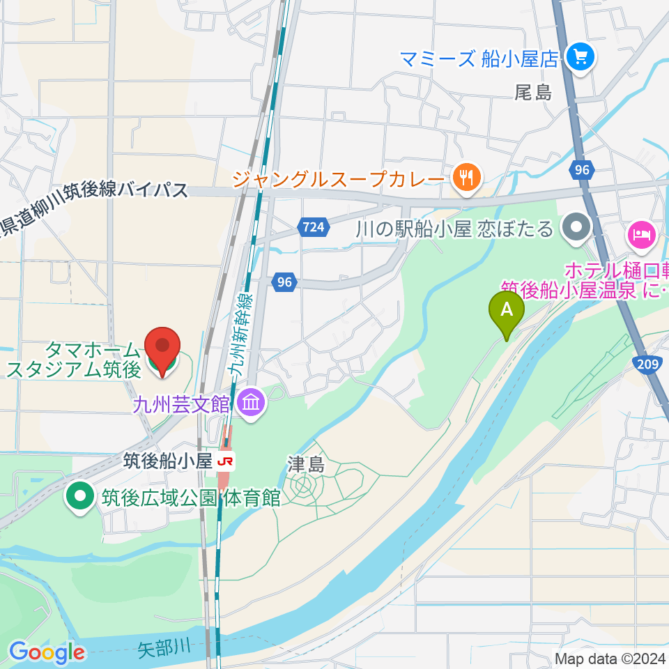 タマホーム スタジアム筑後周辺のホテル一覧地図