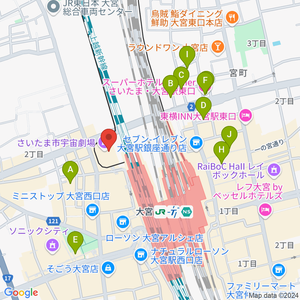 さいたま市宇宙劇場周辺のホテル一覧地図