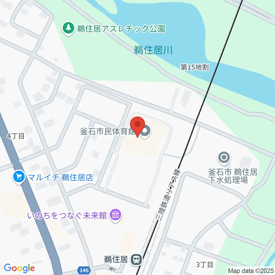 釜石市民体育館周辺のホテル一覧地図