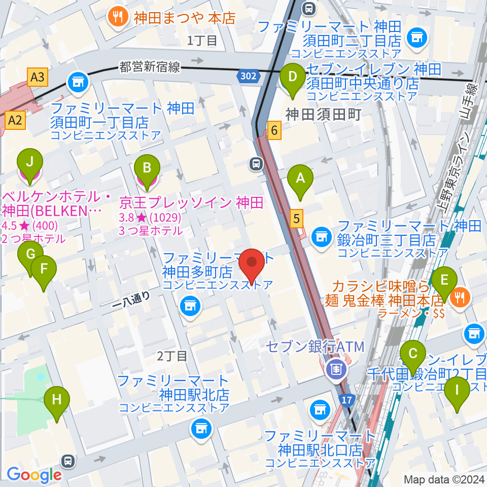 バンブルビースタジオ周辺のホテル一覧地図