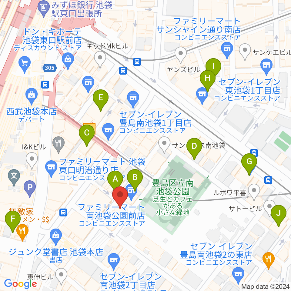 アカペラスタジオBASS ON TOP池袋東口店周辺のホテル一覧地図