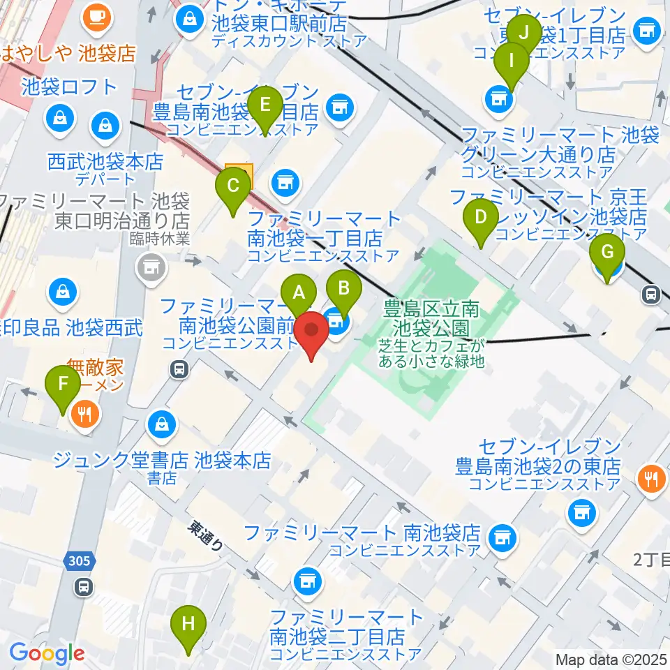 アカペラスタジオBASS ON TOP池袋東口店周辺のホテル一覧地図
