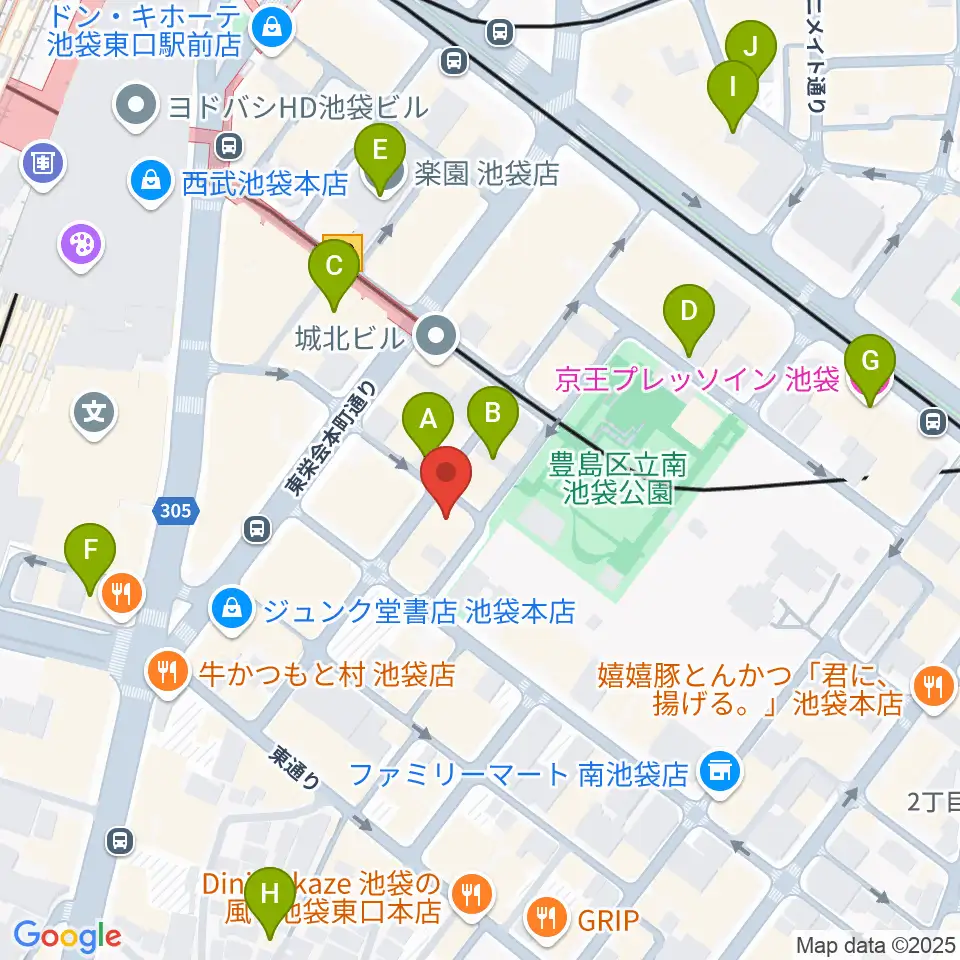 アカペラスタジオBASS ON TOP池袋東口店周辺のホテル一覧地図