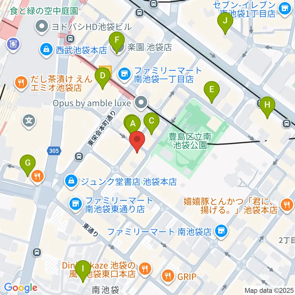 アカペラスタジオBASS ON TOP池袋東口店周辺のホテル一覧地図