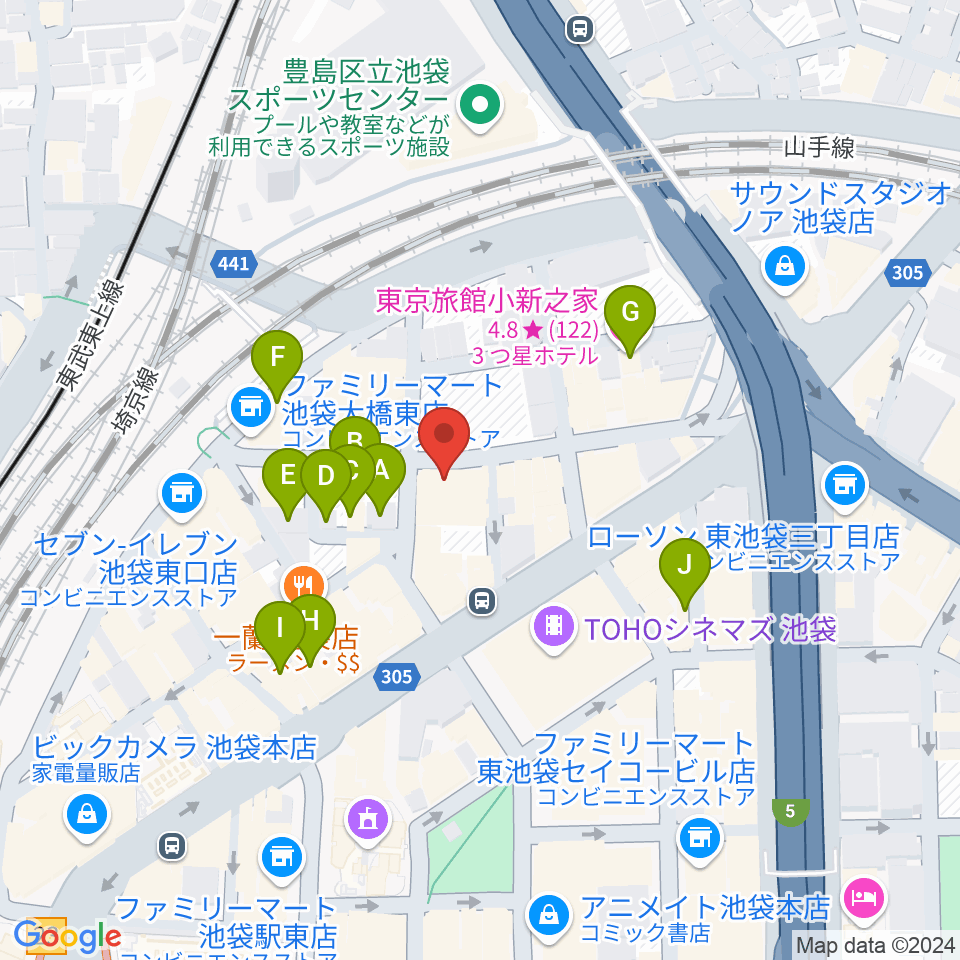 イケベ ユーズド ギターズGET周辺のホテル一覧地図