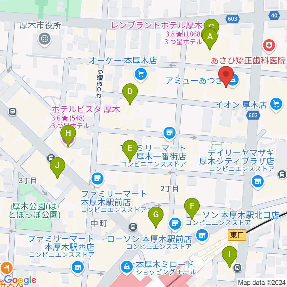 あつぎのえいがかんkiki周辺のホテル一覧地図