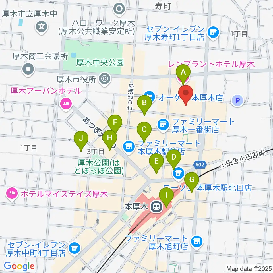 あつぎのえいがかんkiki周辺のホテル一覧地図