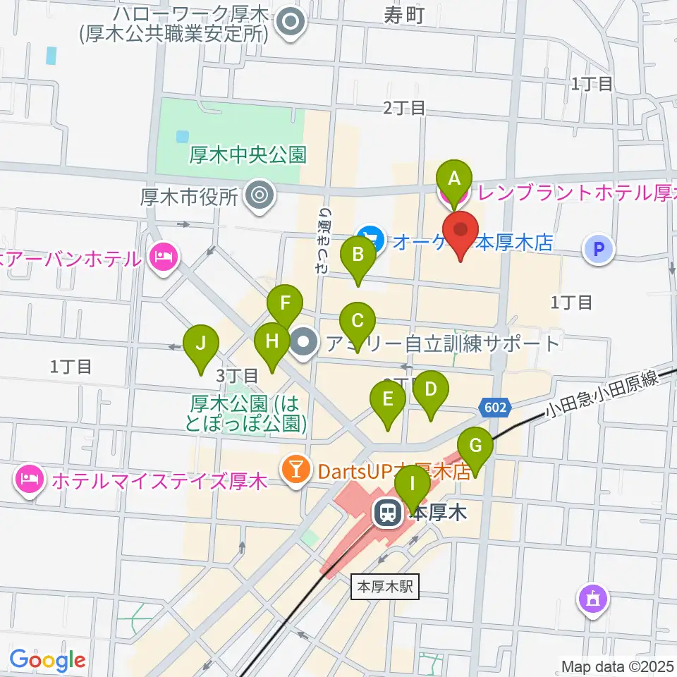 あつぎのえいがかんkiki周辺のホテル一覧地図