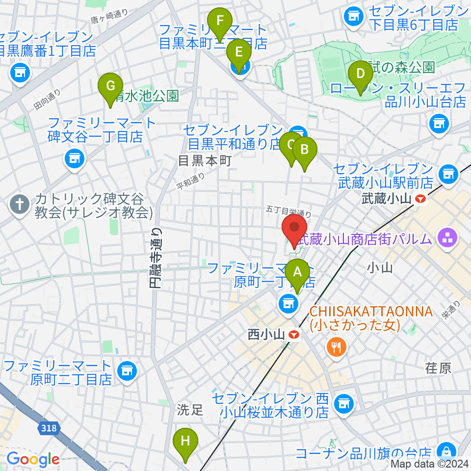 目黒区立中央体育館周辺のホテル一覧地図