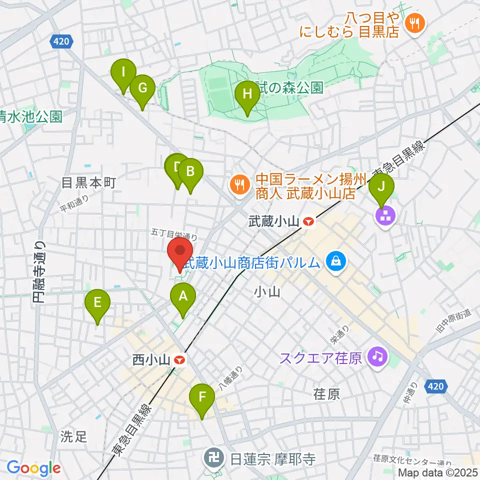 目黒区立中央体育館周辺のホテル一覧地図