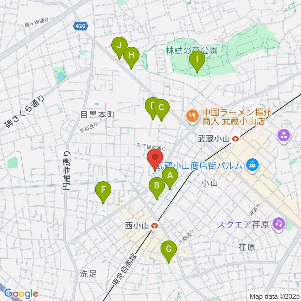 目黒区立中央体育館周辺のホテル一覧地図
