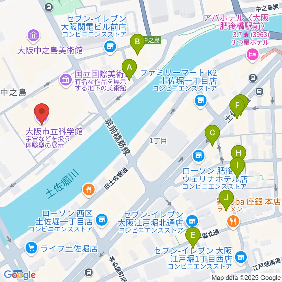 大阪市立科学館周辺のホテル一覧地図