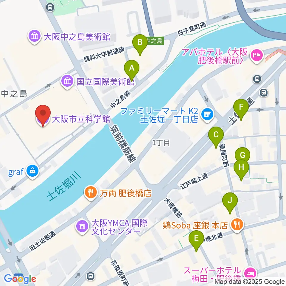 大阪市立科学館周辺のホテル一覧地図