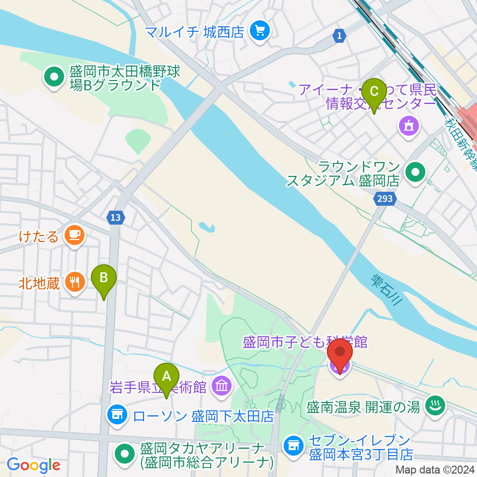 盛岡市子ども科学館周辺のホテル一覧地図