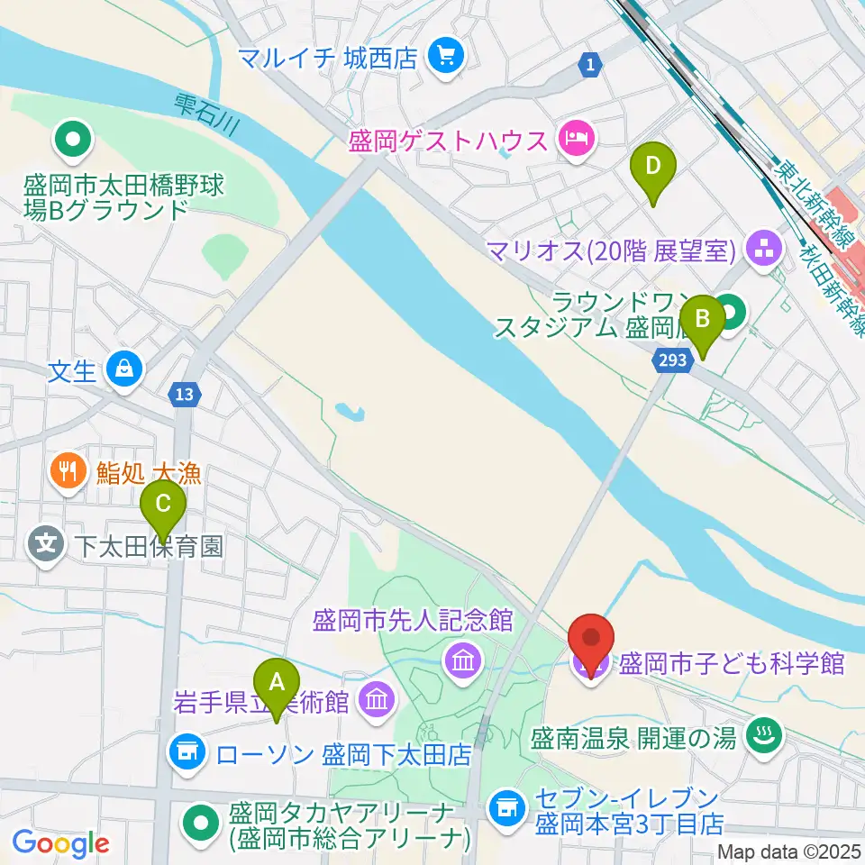 盛岡市子ども科学館周辺のホテル一覧地図