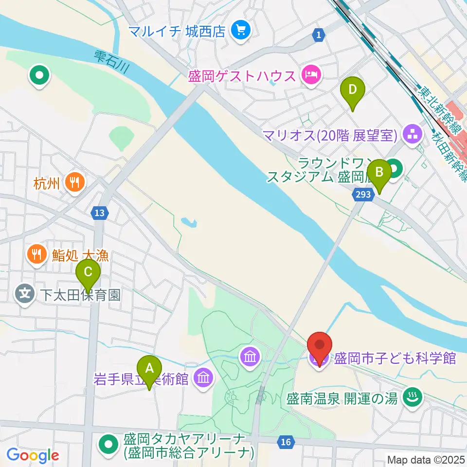 盛岡市子ども科学館周辺のホテル一覧地図