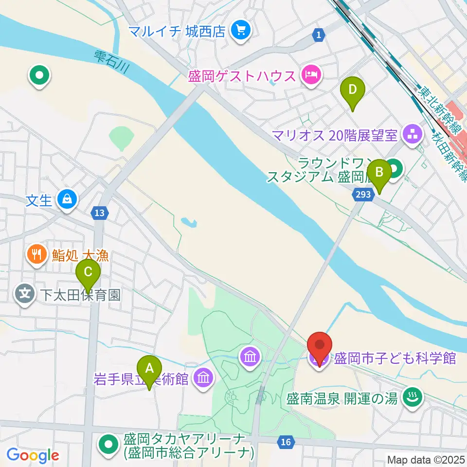 盛岡市子ども科学館周辺のホテル一覧地図